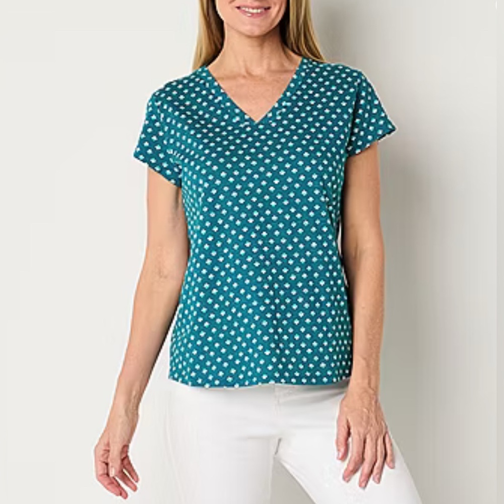 Liz Claiborne Womens V Neck Short Sleeve T-Shirt /Size:S
